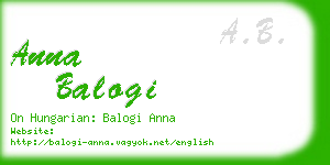 anna balogi business card